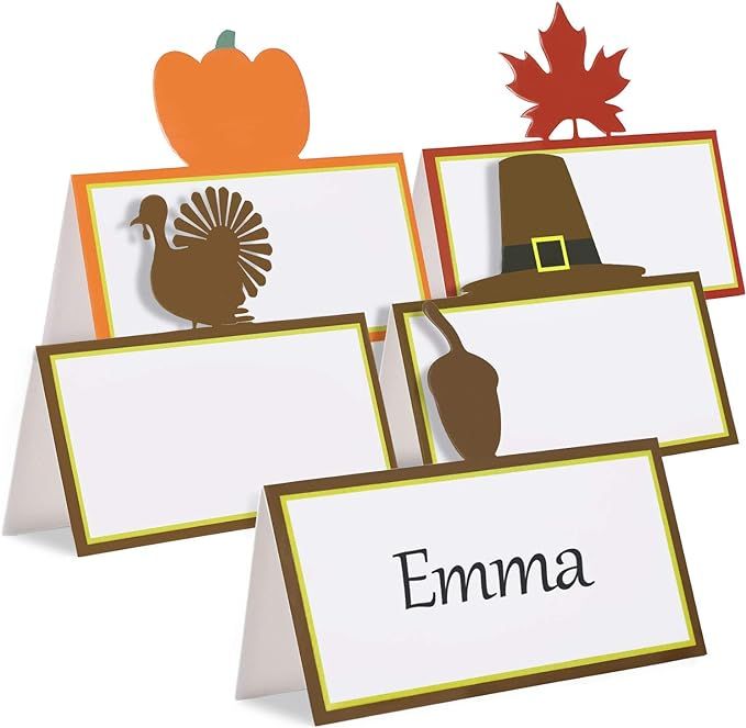 Outus 25 Pieces Thanksgiving Place Card Thanksgiving Greeting Cards Table Name Place Cards with P... | Amazon (US)