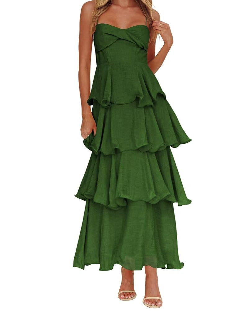 YOFF Beach Chiffon Bridesmaid Dress Tiered Ruffles Spaghetti Straps Long A-line Formal Maxi Dress... | Amazon (US)