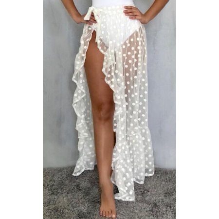 Fashion Daily Women s Mesh Halter Beach Sexy Beach Resort Sunscreen Bikini Tunic-Black Polka Dot|| W | Walmart (US)