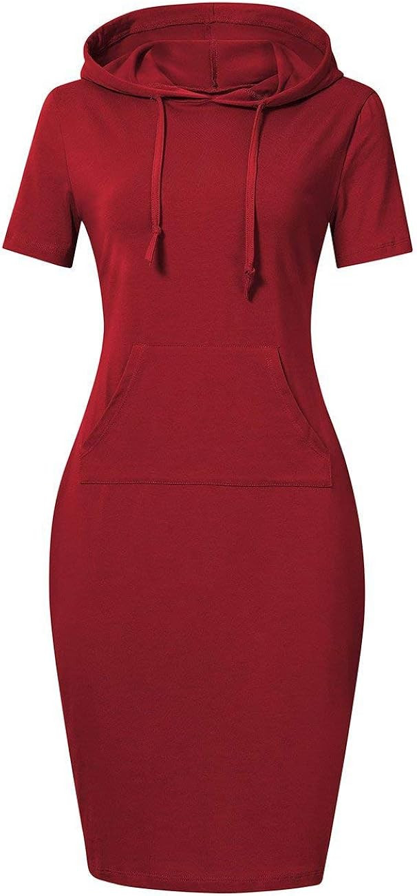 MISSKY Women Stripe Pocket Knee Length Slim Casual Pullover Hoodie Dress | Amazon (US)