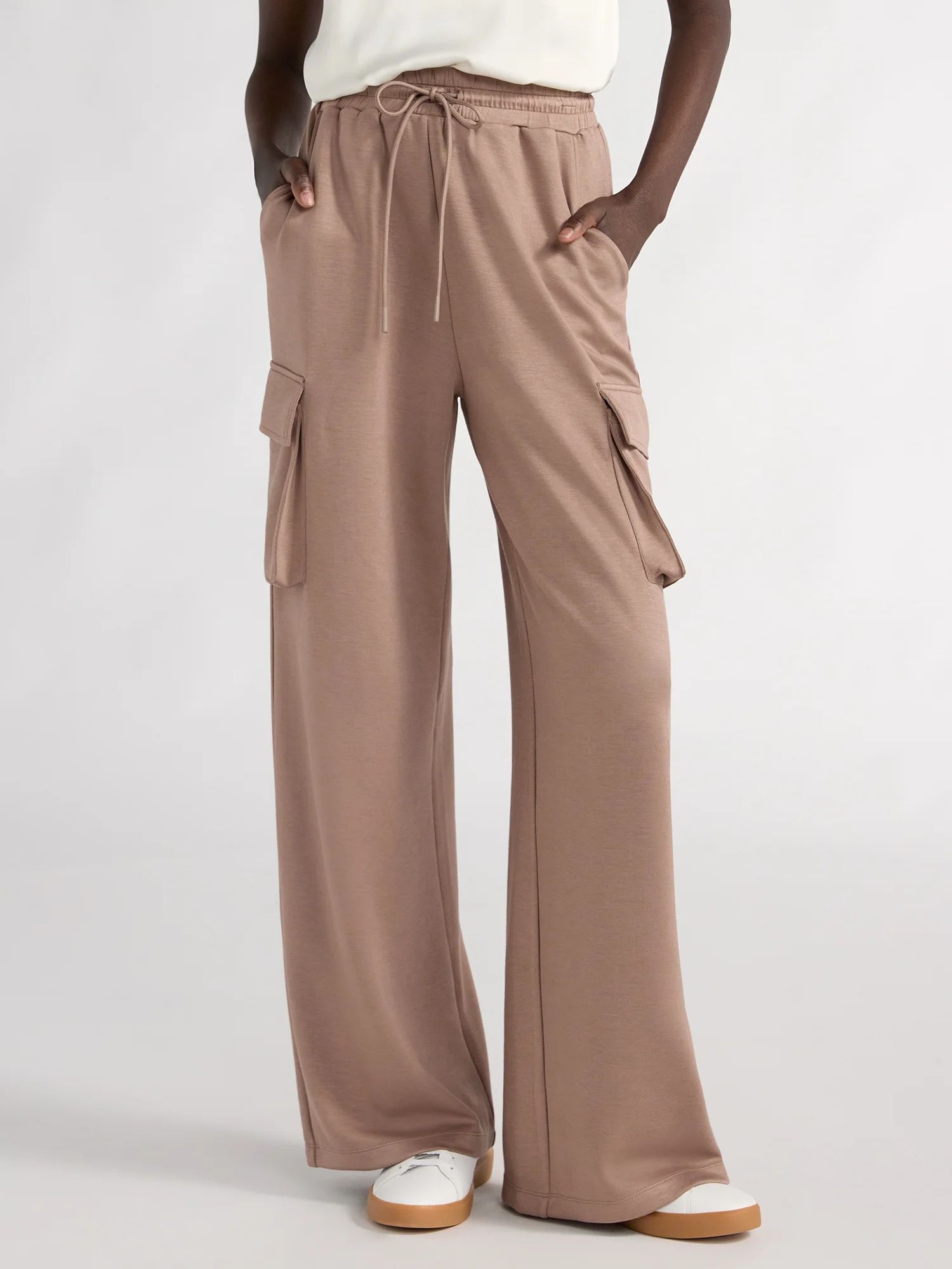 Scoop Women's Ultimate ScubaKnit Wide Leg Cargo Pants, Sizes XS-XXL | Walmart (US)