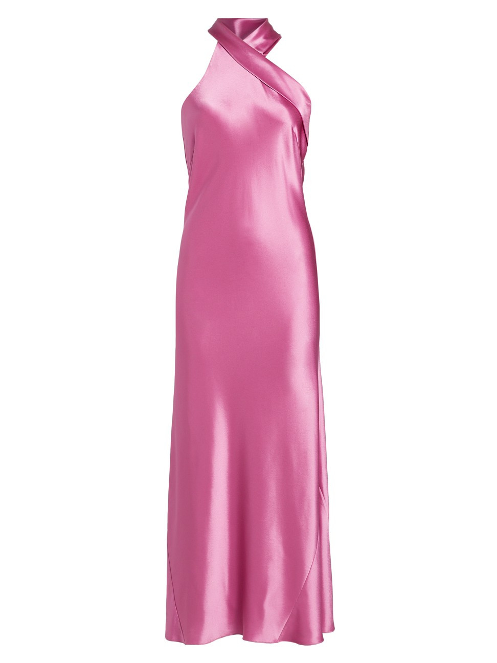 Women's Pandora Satin Halterneck Midi-Dress - Magenta - Size 2 | Saks Fifth Avenue