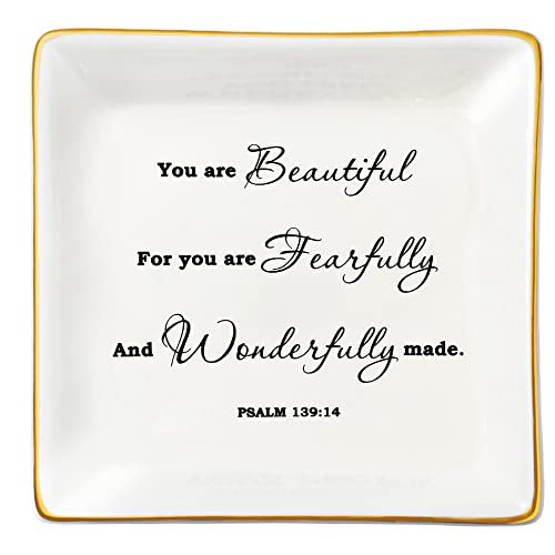 JoycuFF Inspirational Gifts for Women Ceramic Trinket Dish Tray Jewelry Ring Holder Motivational Gifts for Best Friend Mom Sister Daughter | Amazon (US)