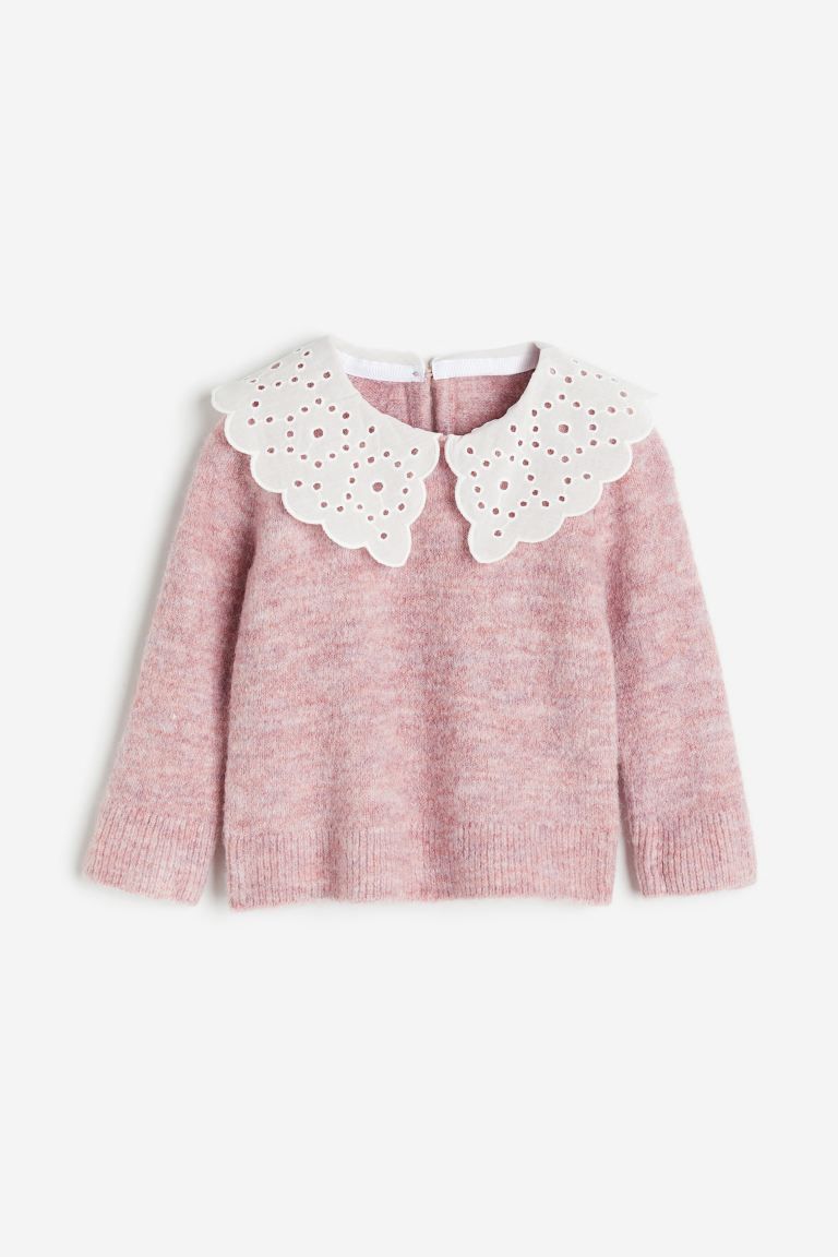 Sweater with Eyelet Embroidery Collar | H&M (US + CA)