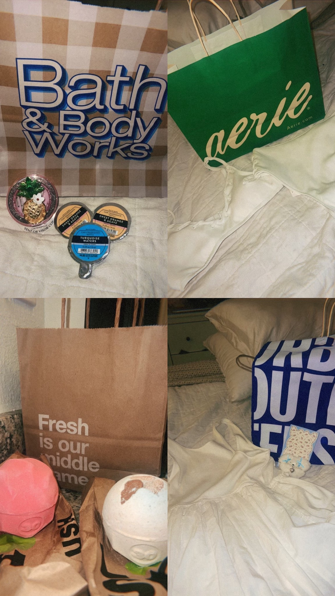 latest mall shopping haul 🛍️

bath & body works pineapple car wallflower fragrance holder, aerie bikini swimsuit, lush bath bombs, urban outfitters dress and keychain

#LTKFindsUnder50 #LTKSummerEdit #LTKSwim