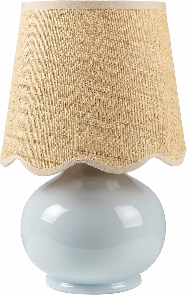 Theisseil Boho Ceramic Bedside Table Lamp for Bedroom Nightstand and Living Room - Shade Rattan -... | Amazon (US)