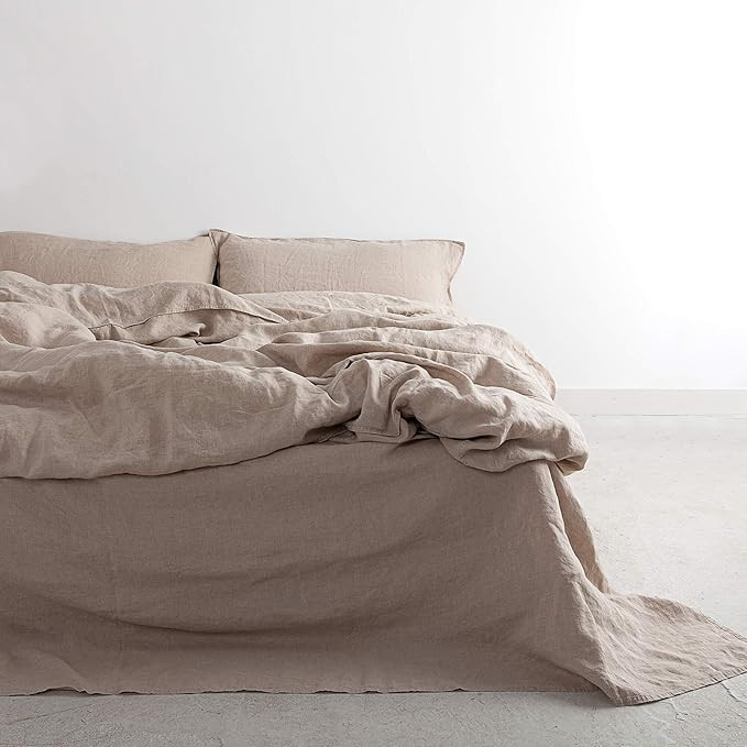 ATLINIA Linen Duvet Cover Set Washed, 3 Piece (1 Comforter Cover & 2 Pillowcases), Natural King S... | Amazon (US)