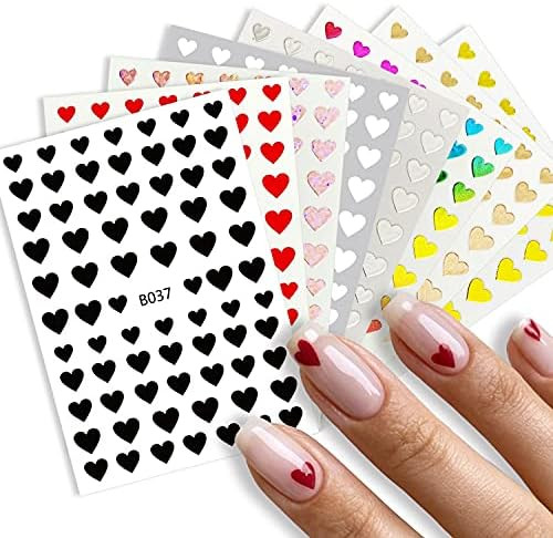 8 Sheets Heart Love Nail Art Stickers Decals 3D Self-Adhesive Nail Art Stickers Heart Love Nail A... | Amazon (US)