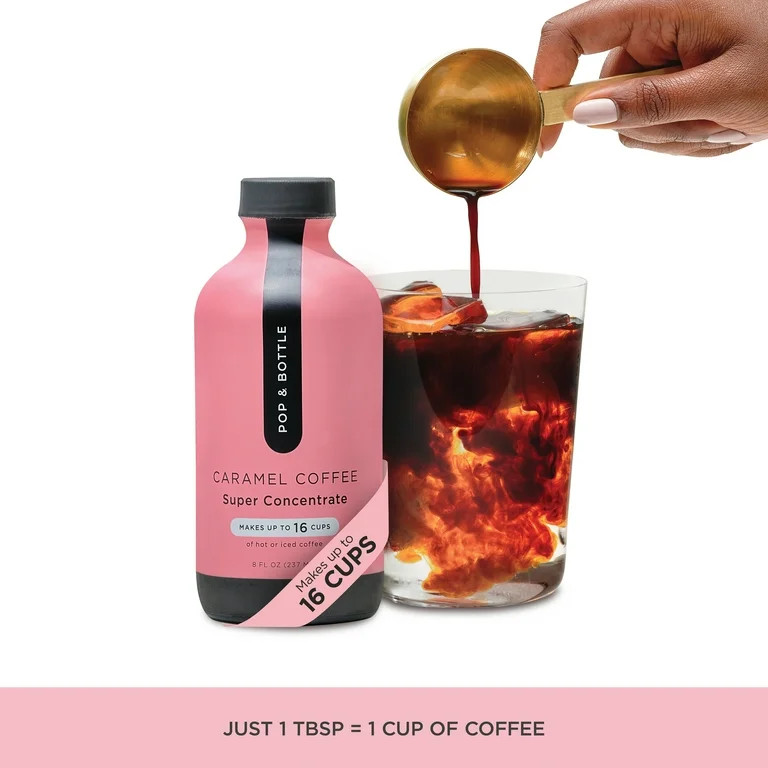 Pop & Bottle Instant Cold Brew Coffee Concentrate, Caramel, Shelf-Stable, 8 fl oz | Walmart (US)