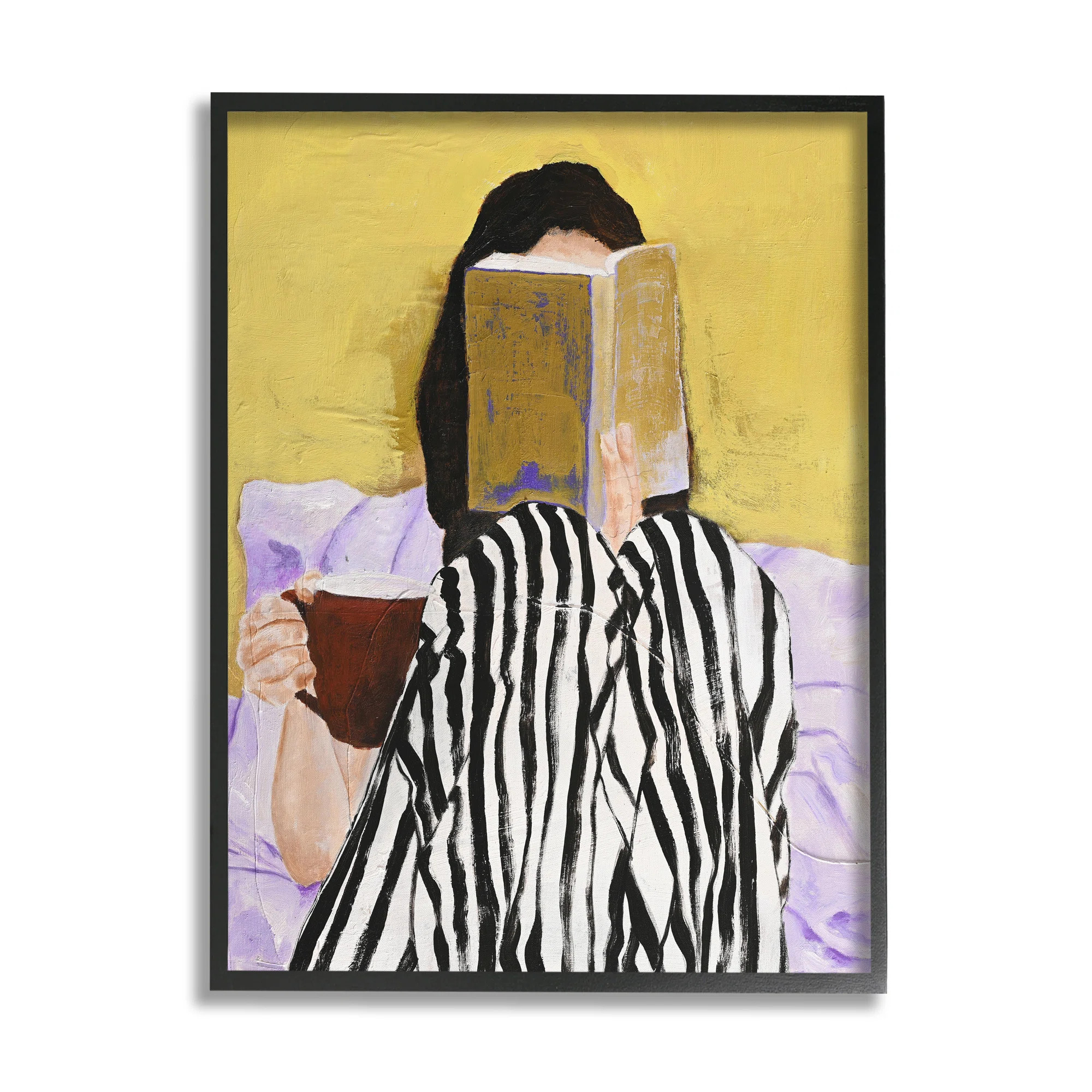 Girl Reading in Bed Black Framed Giclee Art by Design Fabrikken | Wayfair North America