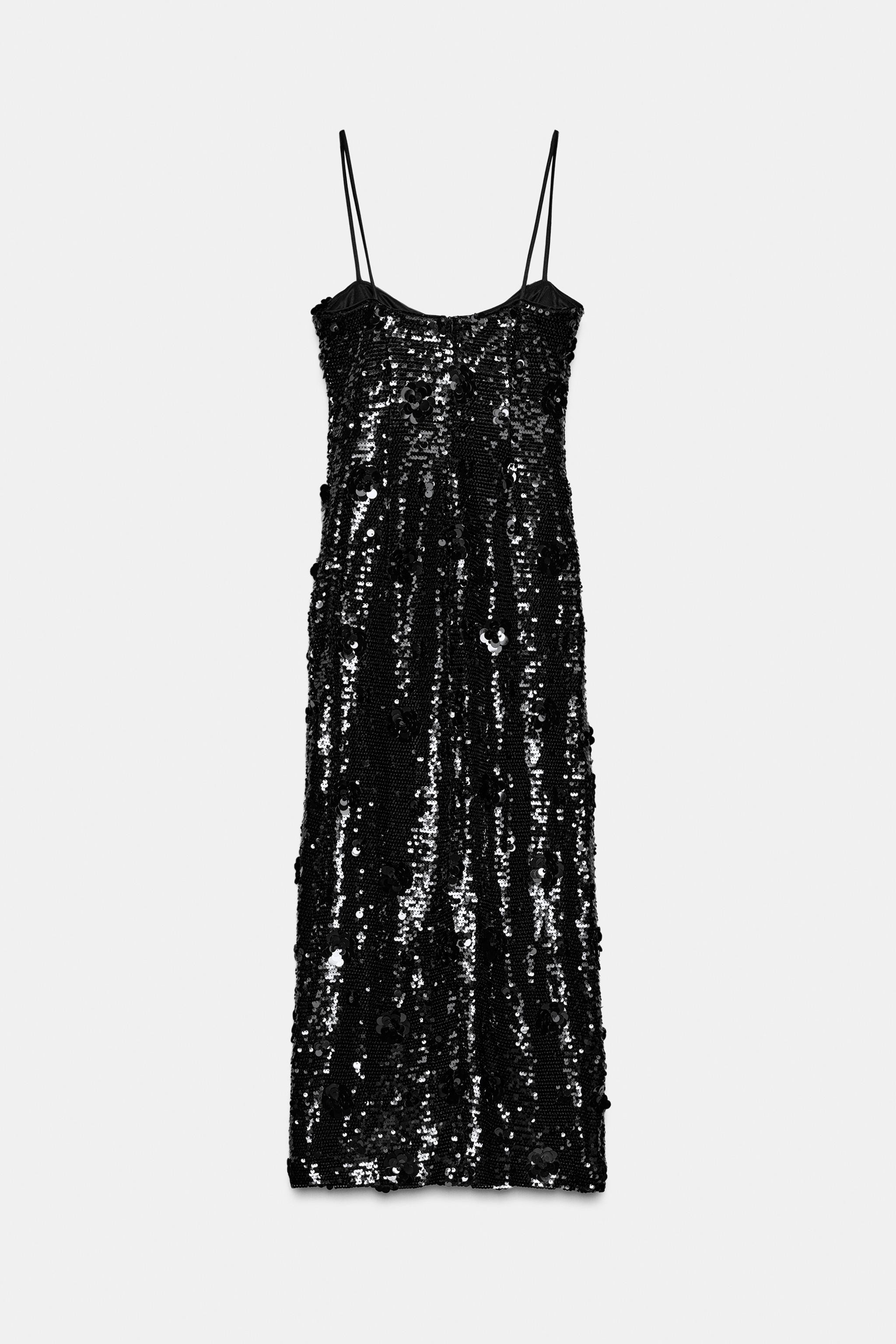 FLORAL SEQUIN MIDI DRESS | Zara UK