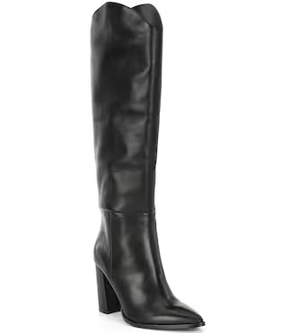 Steve Madden Bixby Leather Western Inspired Block Heel Tall Boots | Dillard's | Dillard's
