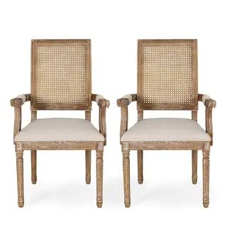 Maria French Country Wood and Cane Upholstered Dining Chair by Christopher Knight Home - 23.75" L... | Bed Bath & Beyond