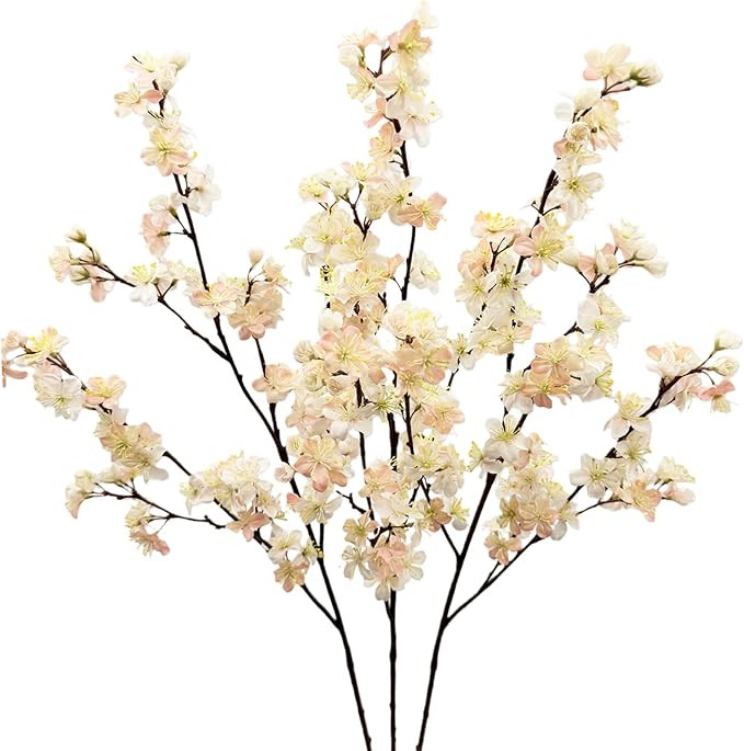 3Pcs Artificial Cherry Blossom Branches for Spring Summer Indoor Decoration Faux Cherry Blossom L... | Amazon (US)