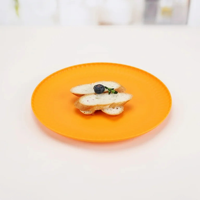 Mainstays - Orange Round Plastic Plate, Ribbed, 10.5 inch | Walmart (US)
