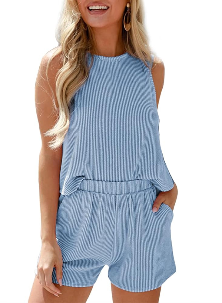 SHEWIN Women's Summer 2 Piece Outfits Shorts Sets Matching Set Loungewear 2025 | Amazon (US)