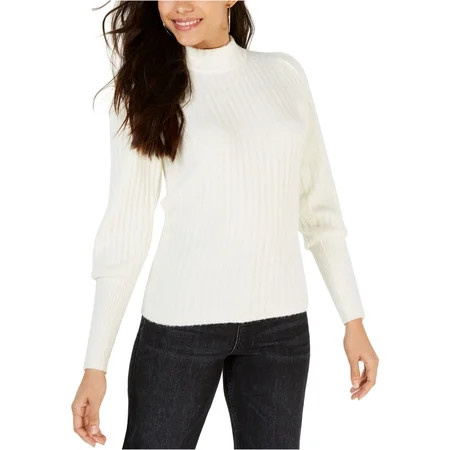 Leyden Womens Ribbed Mock Neck Pullover Sweater White X-Small | Walmart (US)