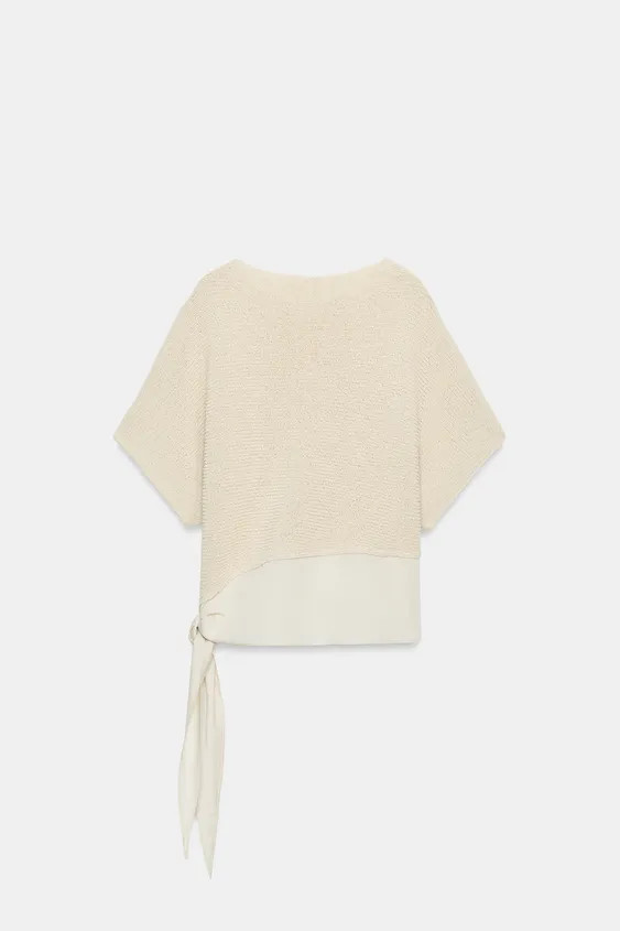 TOP MIT MATERIALKOMBINATION UND KNOTEN | Zara DE