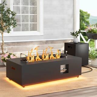 eVita 42 in. 50,000 BTU Outdoor Propane Fire Pit Table with Golden LED Light FT0313 - The Home De... | The Home Depot