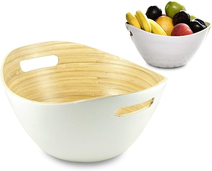 Modern Bamboo Wood Fruit Bowl | Decorative Home Decor Kitchen Counter Decorations and Dining Room... | Amazon (US)