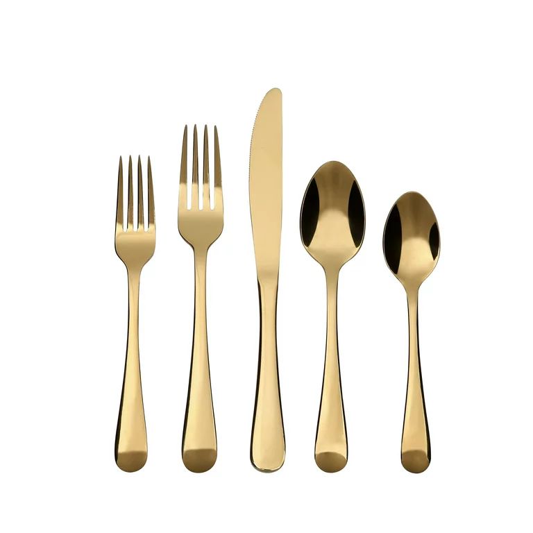 Better Homes & Gardens 20 Piece Arlo Flatware Set - Mirror Finish - Walmart.com | Walmart (US)