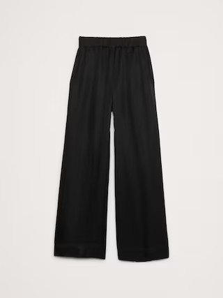 High-Rise Wide-Leg Viscose-Linen Pull-On Pant | Banana Republic (US)