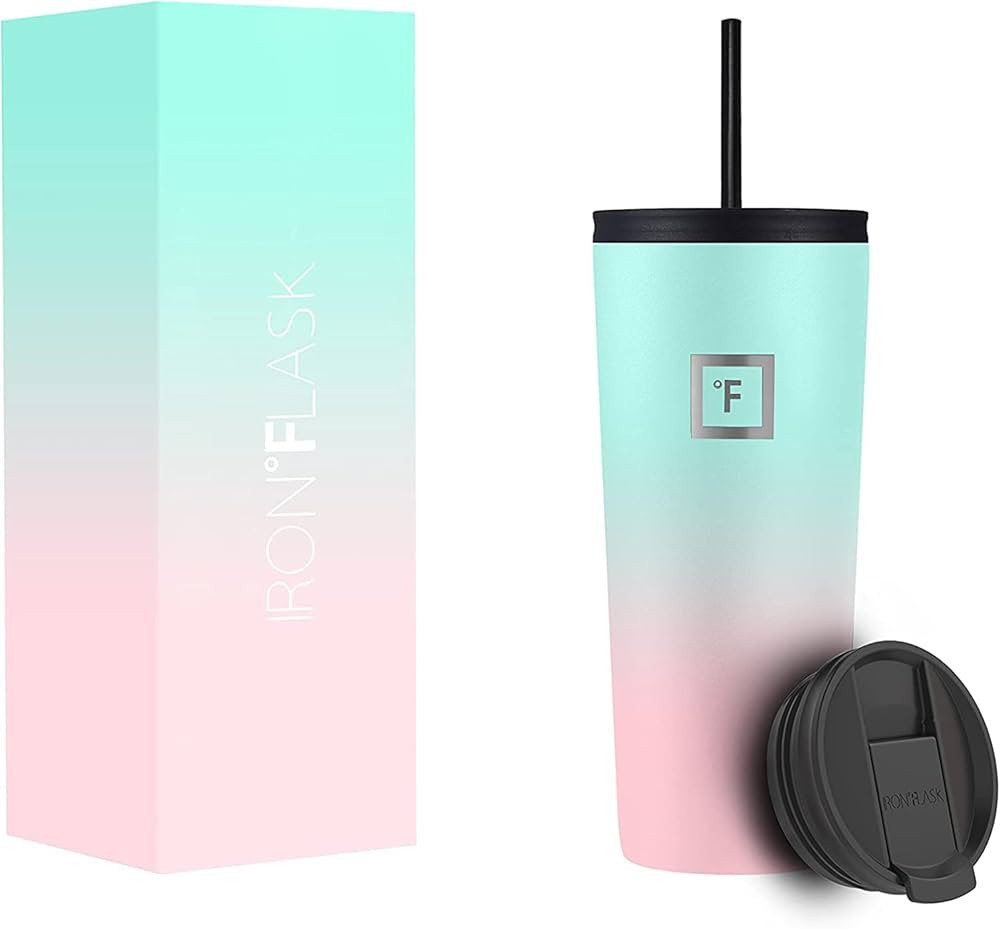 IRON °FLASK Tumbler with Lid And Straw 2.0-24 Oz, 2 Lids - Airtight Leak-Proof, Durable Stainles... | Amazon (US)