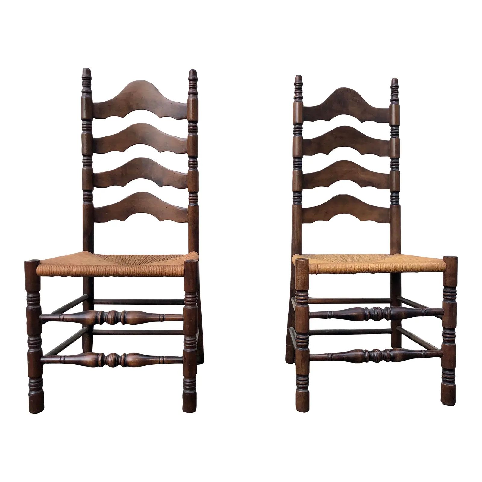 Vintage French Country Style Ladder Back Chairs - Set of 2 | Chairish
