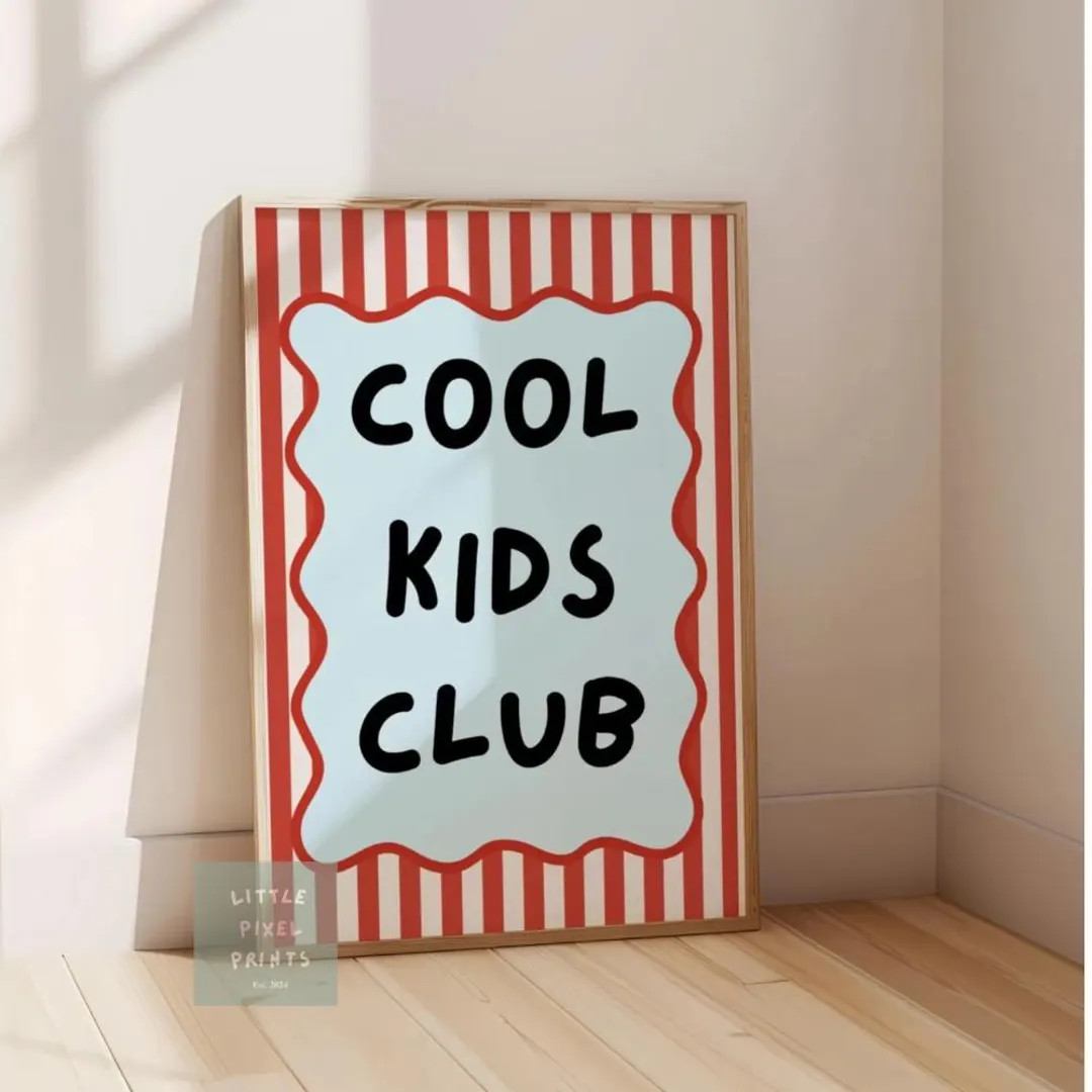 Cool Kids Club Childrens Wall Print for Bedroom or Nursery - Etsy | Etsy (US)