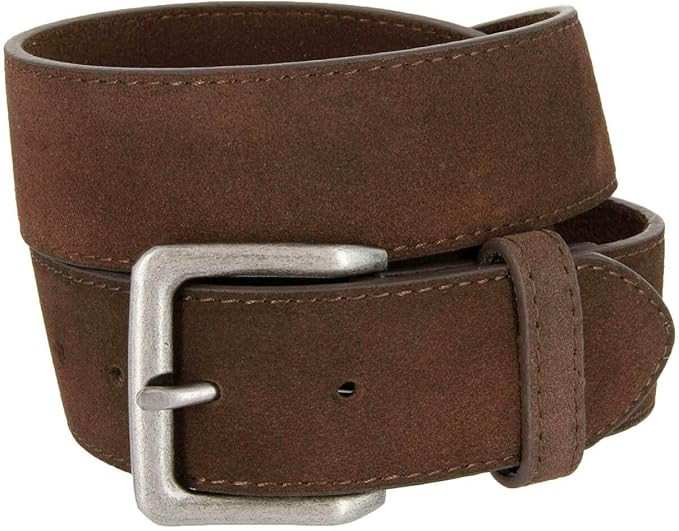 Square Buckle Casual Jean Suede Leather Belt 1 1/2" Wide | Amazon (US)