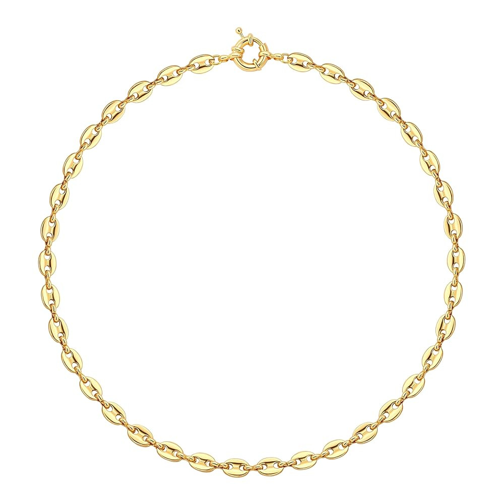 18K Gold Plated Choker Necklaces for Women Fashion Snake Chain Dainty Leaf Coffee Bean Love Knot ... | Amazon (US)