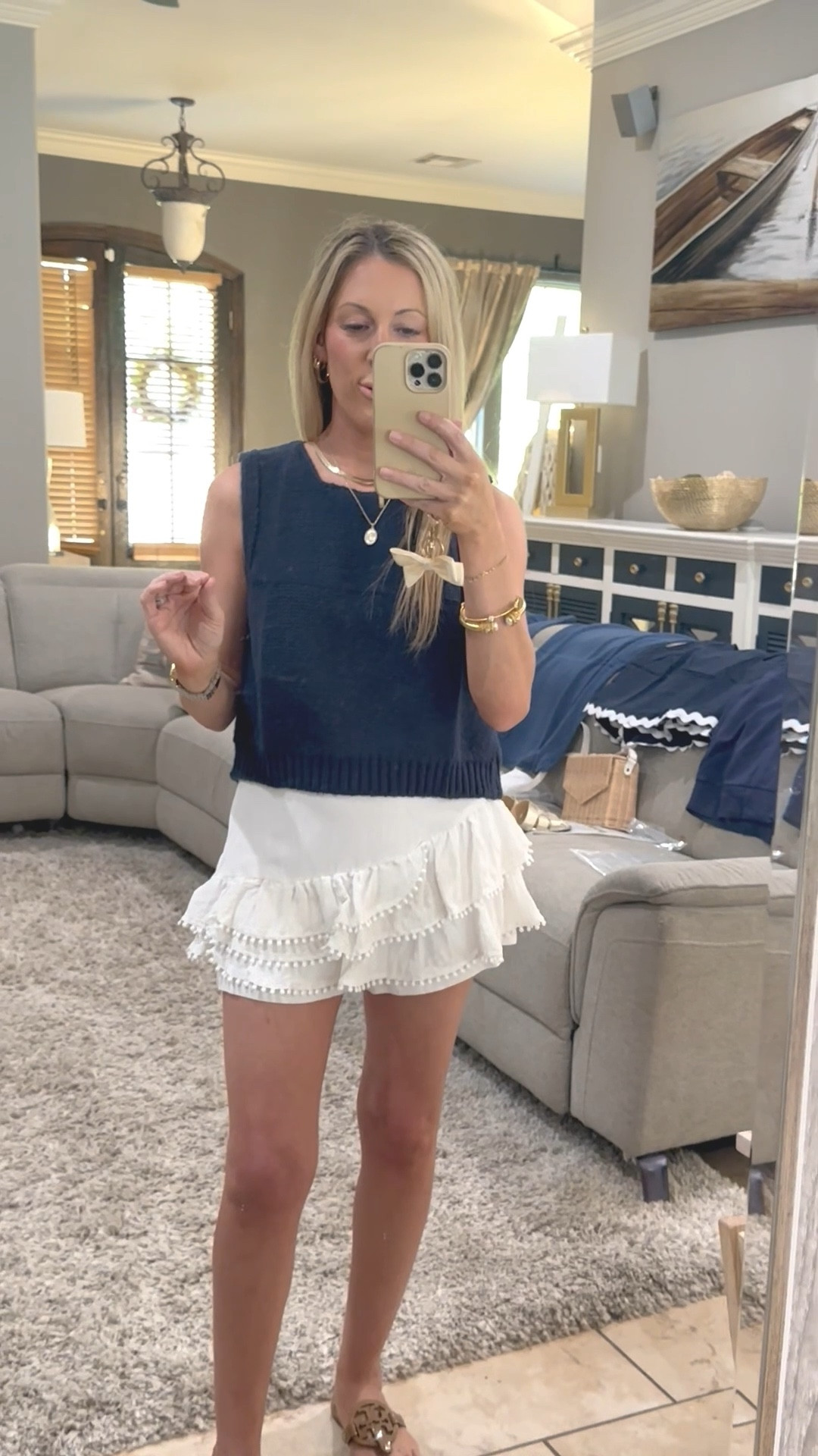 This top is so cute, especially the back! Love the bows on it.  Summer outfit, sandals #ltkwatchnow

#LTKFindsUnder50 #LTKPetite #LTKStyleTip