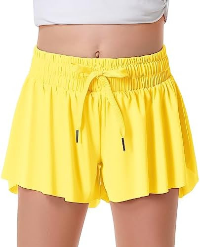 Girls Flowy Shorts Butterfly Shorts for Kids with Pocket 2-in-1 Athletic Shorts Running Shorts fo... | Amazon (US)