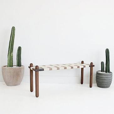 küdd:krig HOME Capsule Bench - Walnut &amp; Jute | West Elm (US)