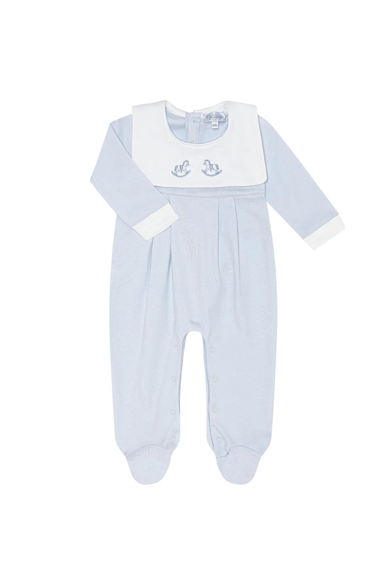 Blue Rocking Horse Embroidered Footie | Nellapima