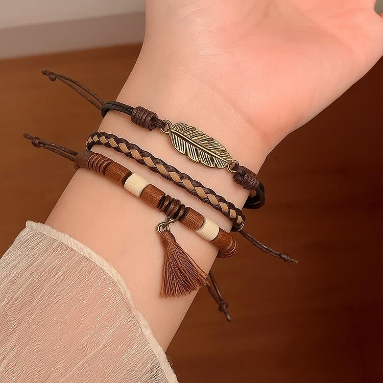 1pc Retro Style Multi-Layer Stacking Leather Bracelet, Fashion & Versatile, Light Luxury Feel, Su... | SHEIN