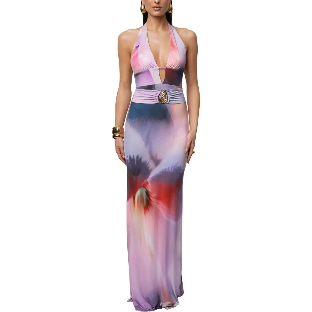JLUXLABEL Floral Blossom Print Maxi Dress in Purple at Nordstrom, Size Large | Nordstrom