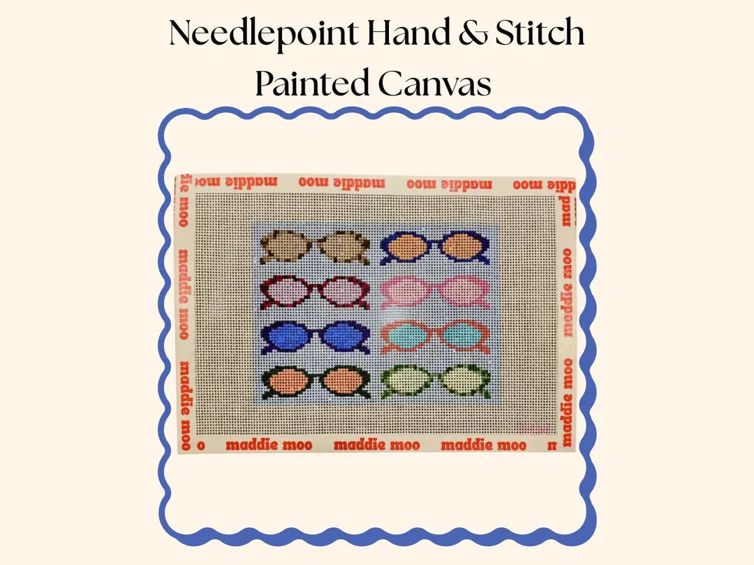 Retro Sunglasses Needlepoint Canvas: Hand-Painted 13 Mesh, 7x5" Design | Etsy (US)