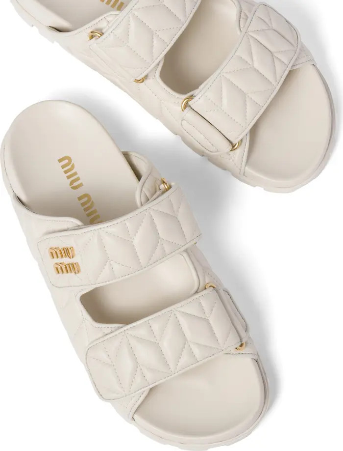 Miu Miu Matelassé Double Strap Slide Sandal (Women) | Nordstrom | Nordstrom