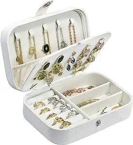 Travel Jewelry Box,PU Leather Small Jewelry Organizer for Women Girls,Portable Mini Travel Case D... | Amazon (US)