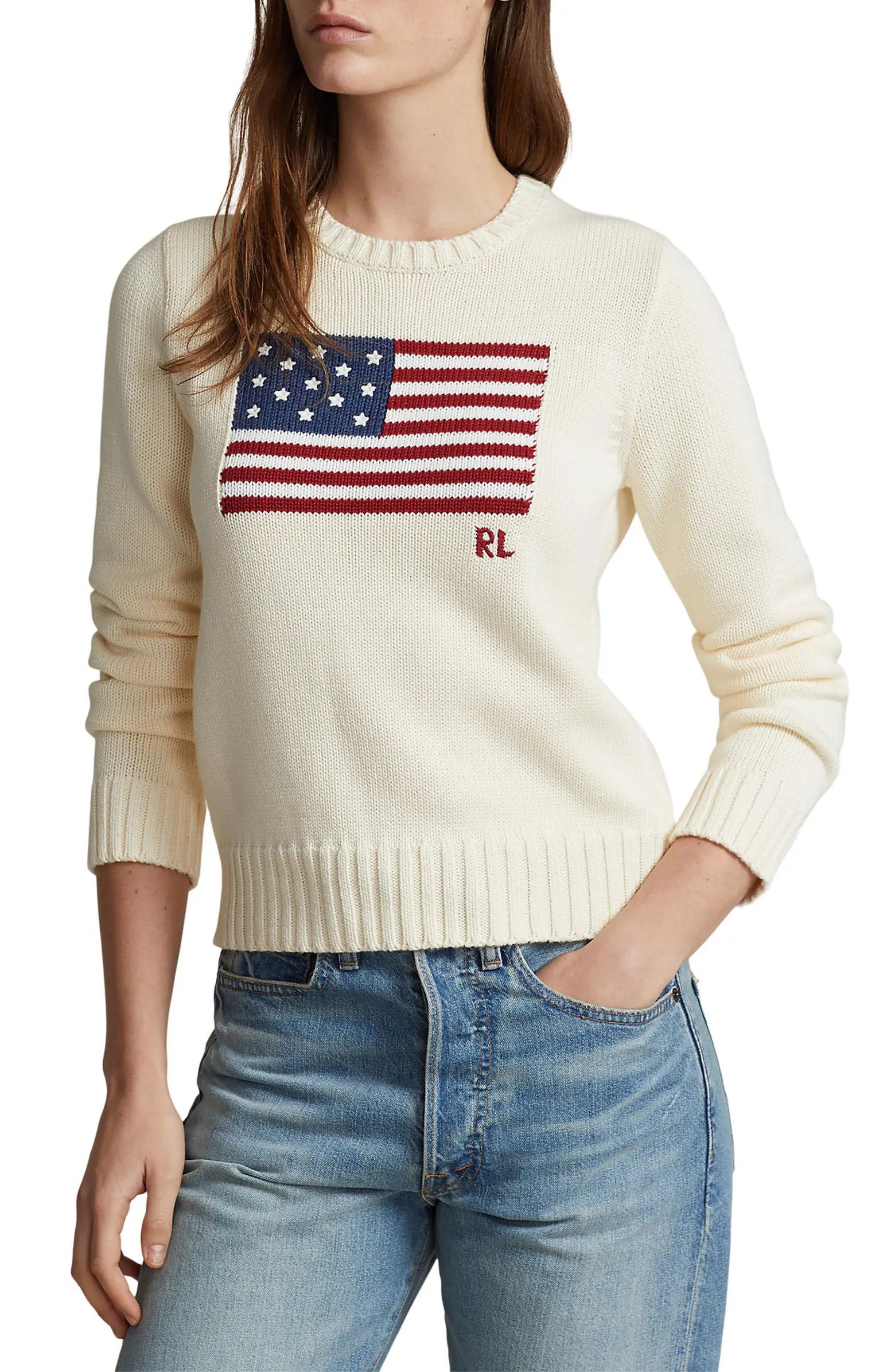 Polo Ralph Lauren Flag Crewneck Sweater | Nordstrom | Nordstrom