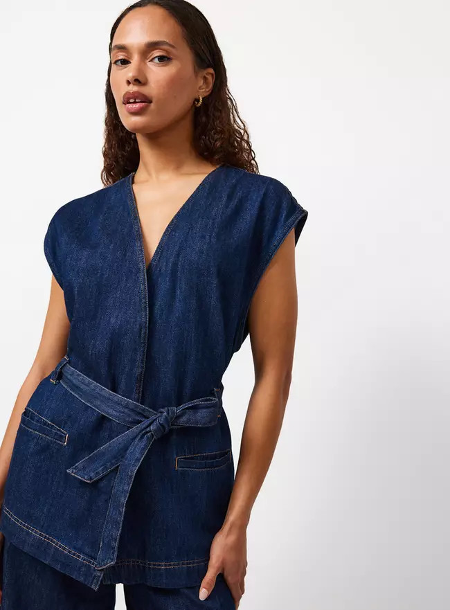 Buy Indigo Denim Sleeveless Kimono Style Co-ord Top 24 | Tops | Tu | Tu Clothing