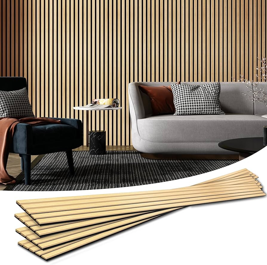 Art3d 4-Piece Wood Slat Acoustic Panels for Stylish Decor and Noise Reduction, 3D Textured Panel ... | Amazon (US)