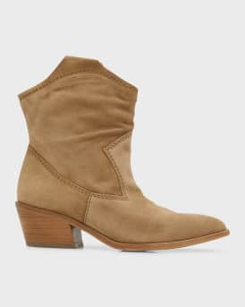 Pedro Garcia Suede Cropped Cowboy Boots | Neiman Marcus