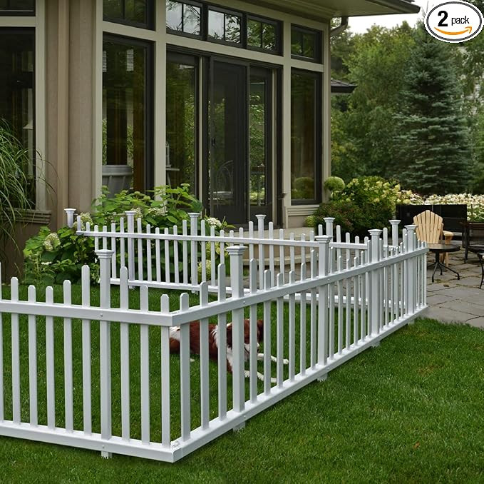 Zippity Outdoor Products ZP19001 No Dig Madison Vinyl Picket Fence, White, 30" x 56.5" (1 Box, 2 ... | Amazon (US)