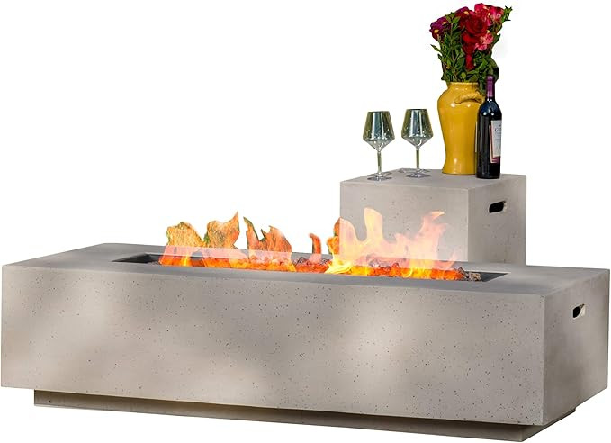 Amazon.com : GDFStudio Christopher Knight Home Aidan Outdoor Rectangular Fire Table with Tank Hol... | Amazon (US)