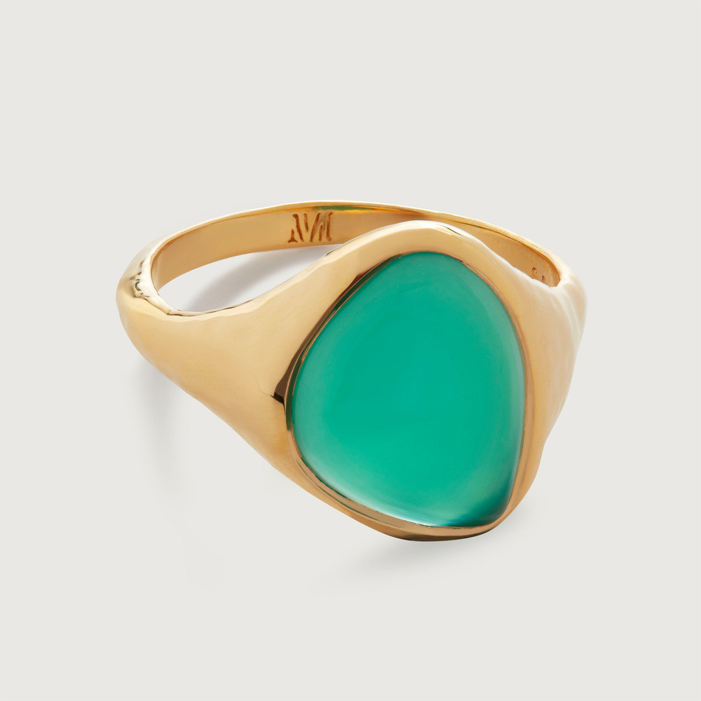 Gold Rio Gemstone Ring Green Onyx | Monica Vinader (US)