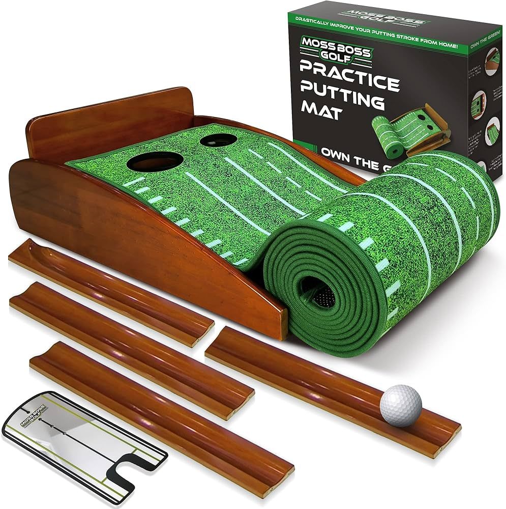 Moss Boss Golf Practice Putting Mat with Putting Mirror or Putting Tutor Aid - Indoor Golf Practi... | Amazon (US)