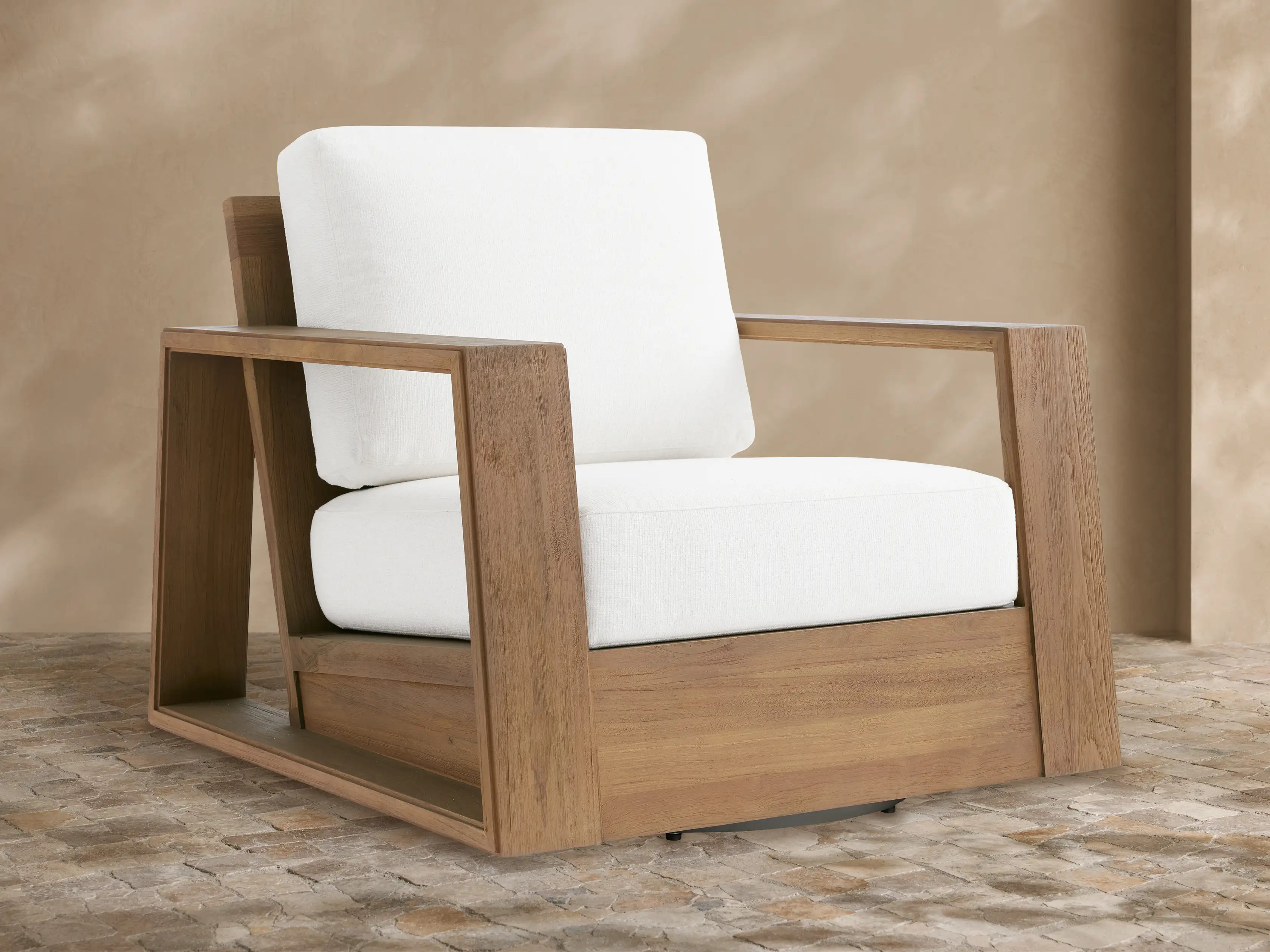 Canyon Outdoor Teak Swivel Chair | Arhaus