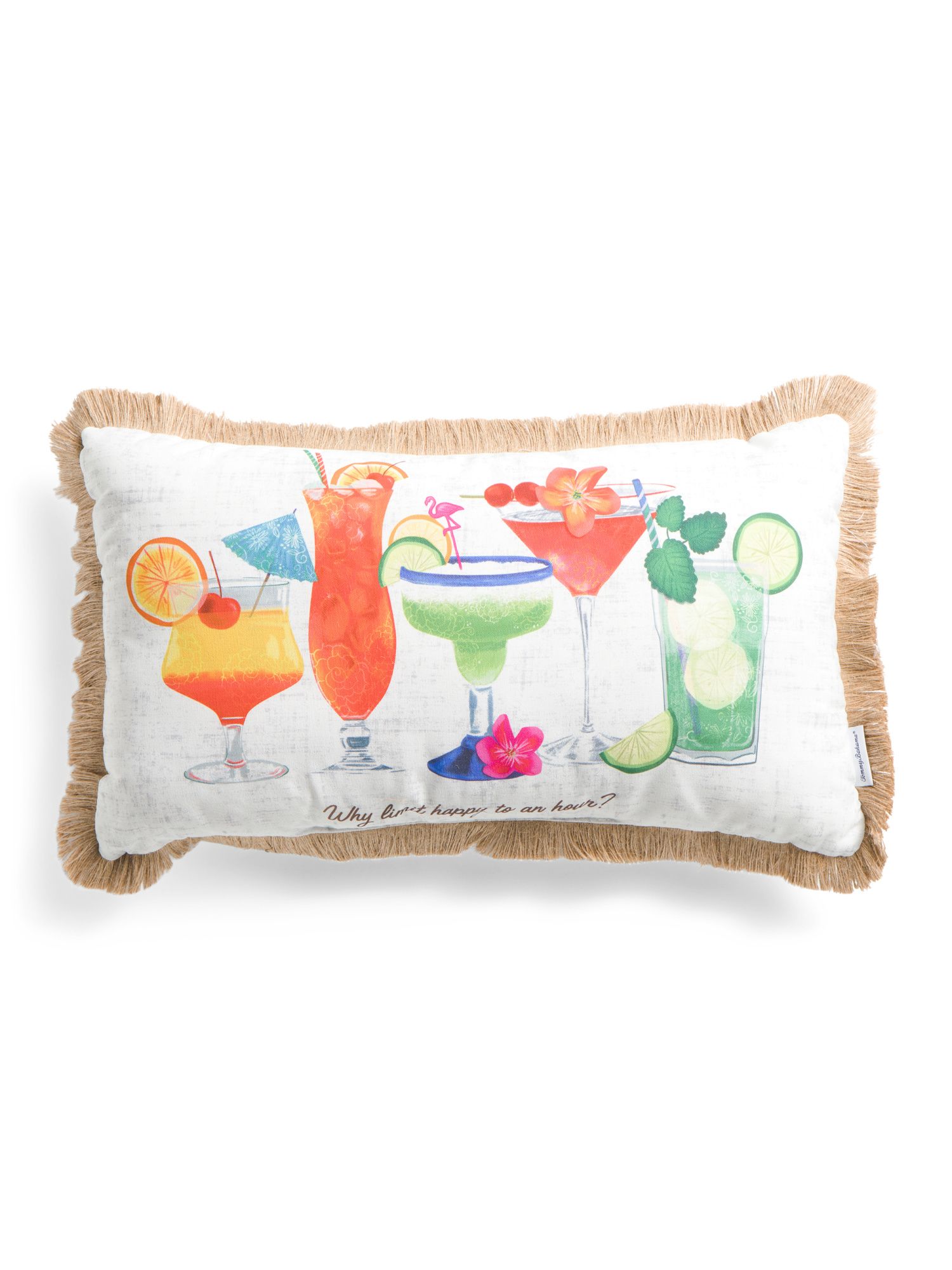 14x24 Indoor Outdoor Cocktails Fringe Pillow | Throw Pillows | Marshalls | Marshalls